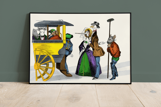 Illustration française animaux anthropomorphe bus 